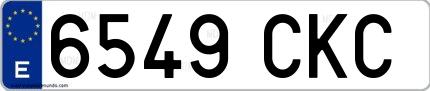 Ejemplo de matrícula española 6549 CKC