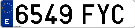 Ejemplo de matrícula de coche ordinaria 6549 FYC