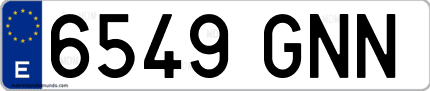 Ejemplo de matrícula de coche ordinaria 6549 GNN