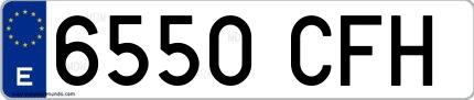 Ejemplo de matrícula española 6550 CFH
