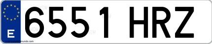 Ejemplo de matrícula española 6551 HRZ