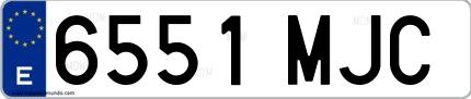 Ejemplo de matrícula española 6551 MJC