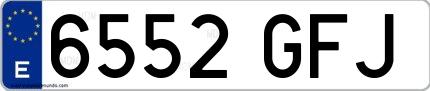 Ejemplo de matrícula española 6552 GFJ