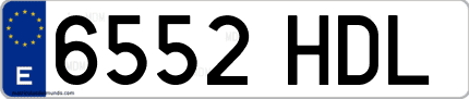 Ejemplo de matrícula de coche ordinaria 6552 HDL