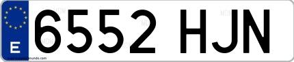 Ejemplo de matrícula española 6552 HJN