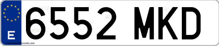 Ejemplo de matrícula de coche ordinaria 6552 MKD