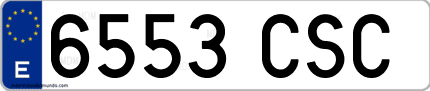 Ejemplo de matrícula de coche ordinaria 6553 CSC