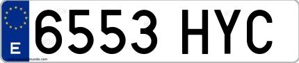 Ejemplo de matrícula española 6553 HYC