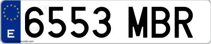 Ejemplo de matrícula española 6553 MBR