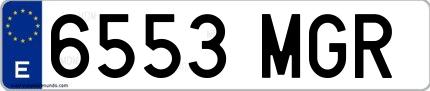 Ejemplo de matrícula española 6553 MGR