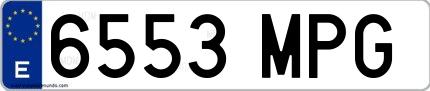 Ejemplo de matrícula española 6553 MPG