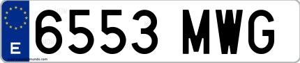 Ejemplo de matrícula española 6553 MWG
