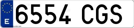 Ejemplo de matrícula española 6554 CGS
