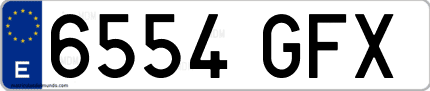 Ejemplo de matrícula de coche ordinaria 6554 GFX