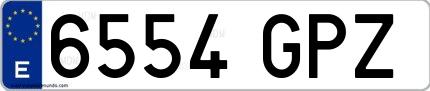 Ejemplo de matrícula española 6554 GPZ
