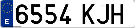 Ejemplo de matrícula de coche ordinaria 6554 KJH
