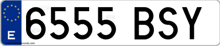 Ejemplo de matrícula de coche ordinaria 6555 BSY