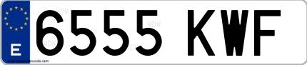 Ejemplo de matrícula española 6555 KWF