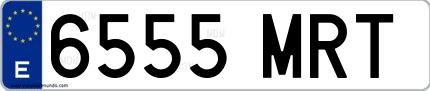 Ejemplo de matrícula española 6555 MRT