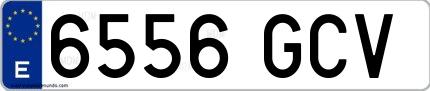 Ejemplo de matrícula española 6556 GCV