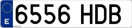 Ejemplo de matrícula española 6556 HDB