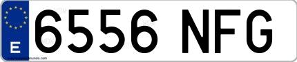 Ejemplo de matrícula española 6556 NFG