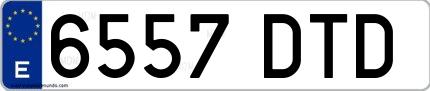 Ejemplo de matrícula española 6557 DTD