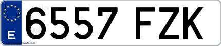 Ejemplo de matrícula española 6557 FZK
