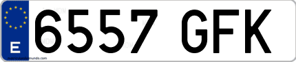Ejemplo de matrícula de coche ordinaria 6557 GFK