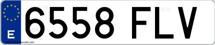 Ejemplo de matrícula española 6558 FLV