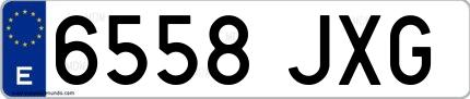 Ejemplo de matrícula española 6558 JXG