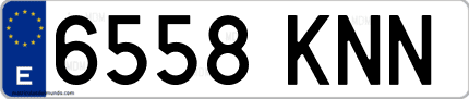 Ejemplo de matrícula de coche ordinaria 6558 KNN