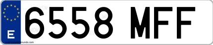 Ejemplo de matrícula española 6558 MFF