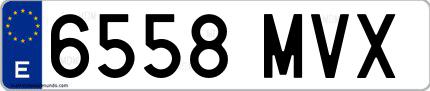 Ejemplo de matrícula española 6558 MVX