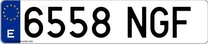 Ejemplo de matrícula española 6558 NGF