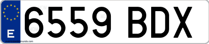 Ejemplo de matrícula de coche ordinaria 6559 BDX