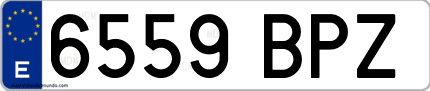Ejemplo de matrícula de coche ordinaria 6559 BPZ