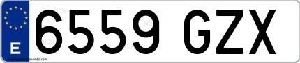 Ejemplo de matrícula española 6559 GZX