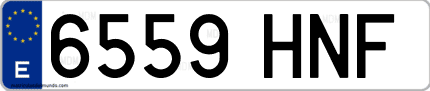 Ejemplo de matrícula de coche ordinaria 6559 HNF
