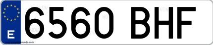 Ejemplo de matrícula española 6560 BHF