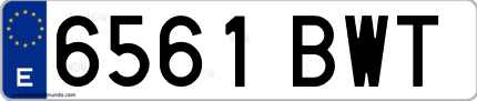 Ejemplo de matrícula de coche ordinaria 6561 BWT