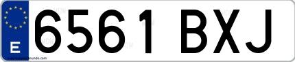 Ejemplo de matrícula española 6561 BXJ
