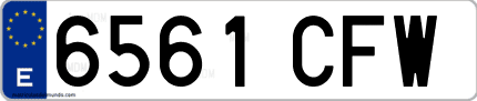 Ejemplo de matrícula de coche ordinaria 6561 CFW
