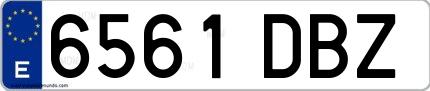 Ejemplo de matrícula española 6561 DBZ