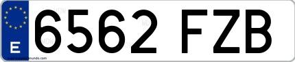 Ejemplo de matrícula española 6562 FZB