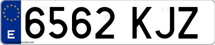 Ejemplo de matrícula de coche ordinaria 6562 KJZ