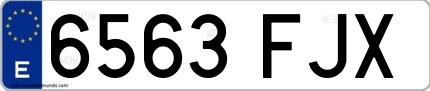 Ejemplo de matrícula española 6563 FJX