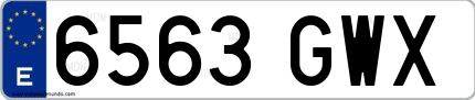 Ejemplo de matrícula española 6563 GWX