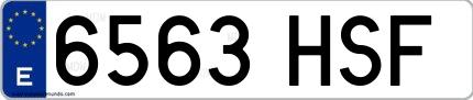 Ejemplo de matrícula española 6563 HSF