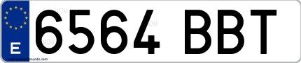 Ejemplo de matrícula española 6564 BBT